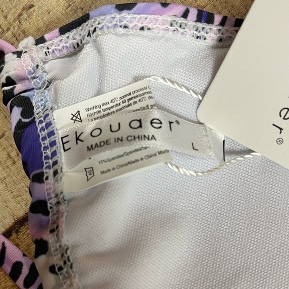 NEW Ekouaer Large Triangle Bikini Set Cover Up Tie Dye Animal Print Pastel Pool - Picture 14 of 16